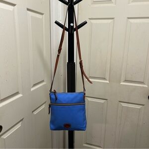 Dooney & Bourke Blue Crossbody Bag with Brown Strap